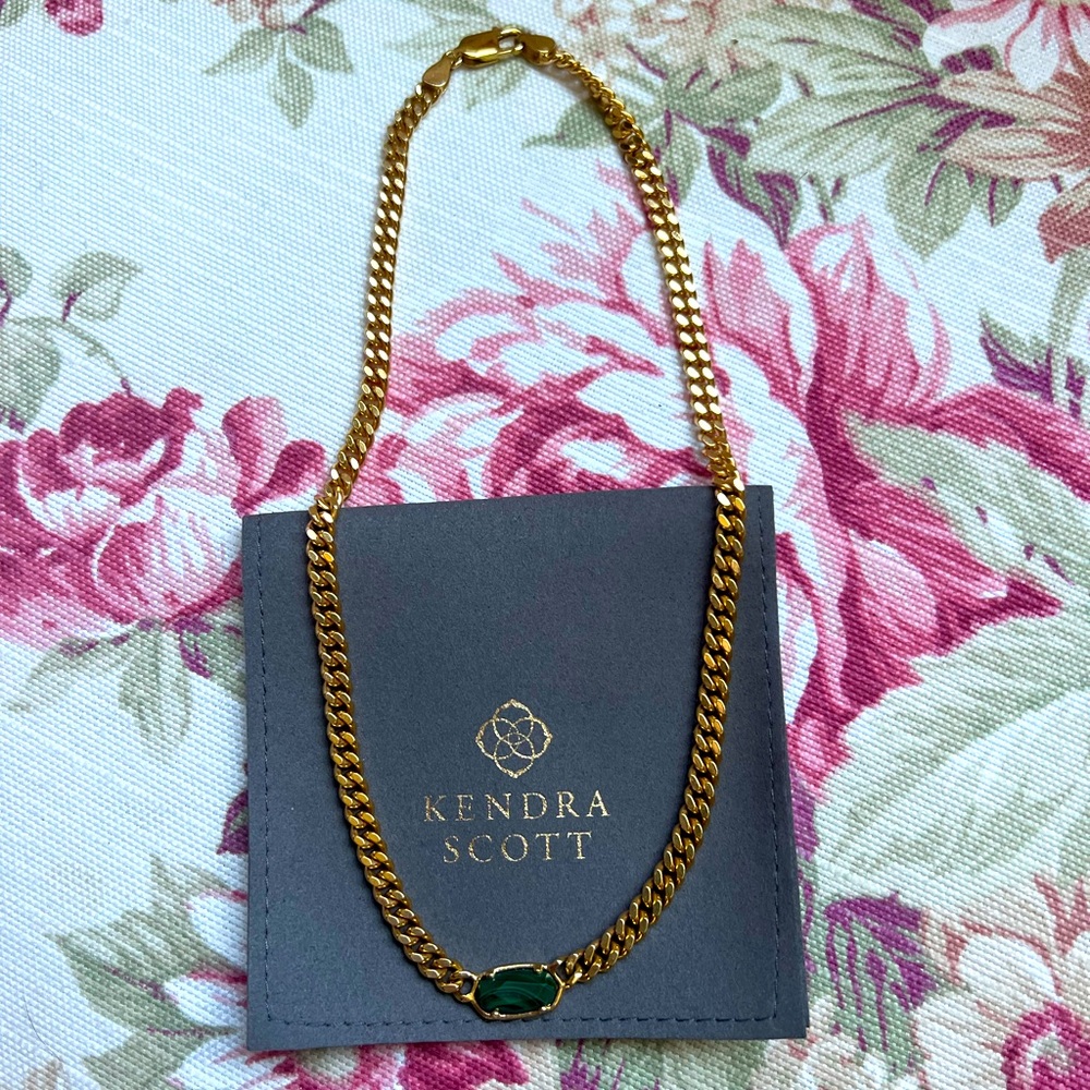 Kendra Scott Fern 18k gold vermeil curb chain necklace ๐ Malachite ๐ - Picture 4 of 4